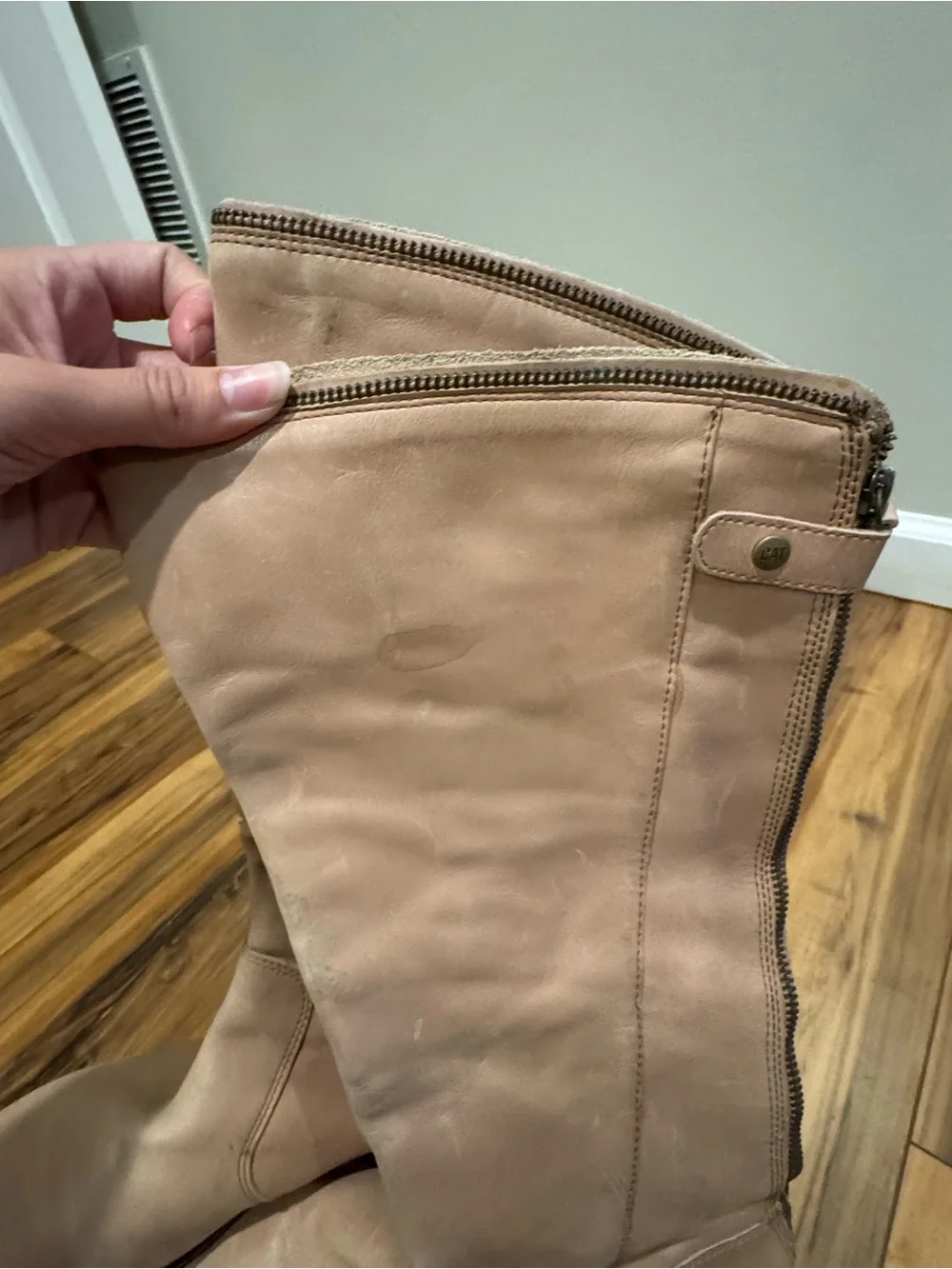 Caterpillar Women's Over-the-Knee Leather Boots in Light Tan